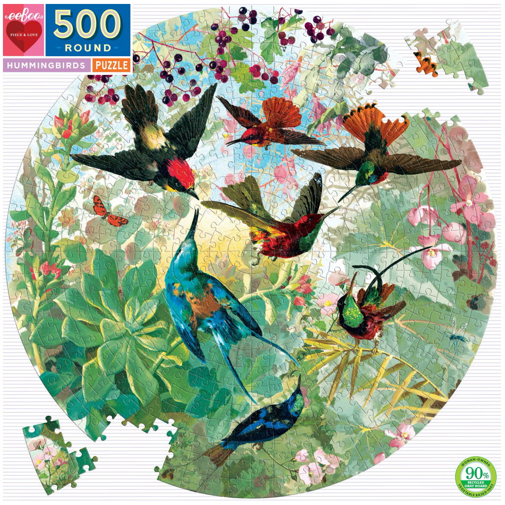 Hummingbirds 500pc Round Puzzle Detail