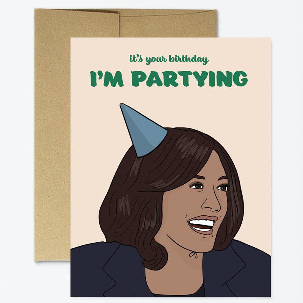 Kamala Harris Partying Birthday Card