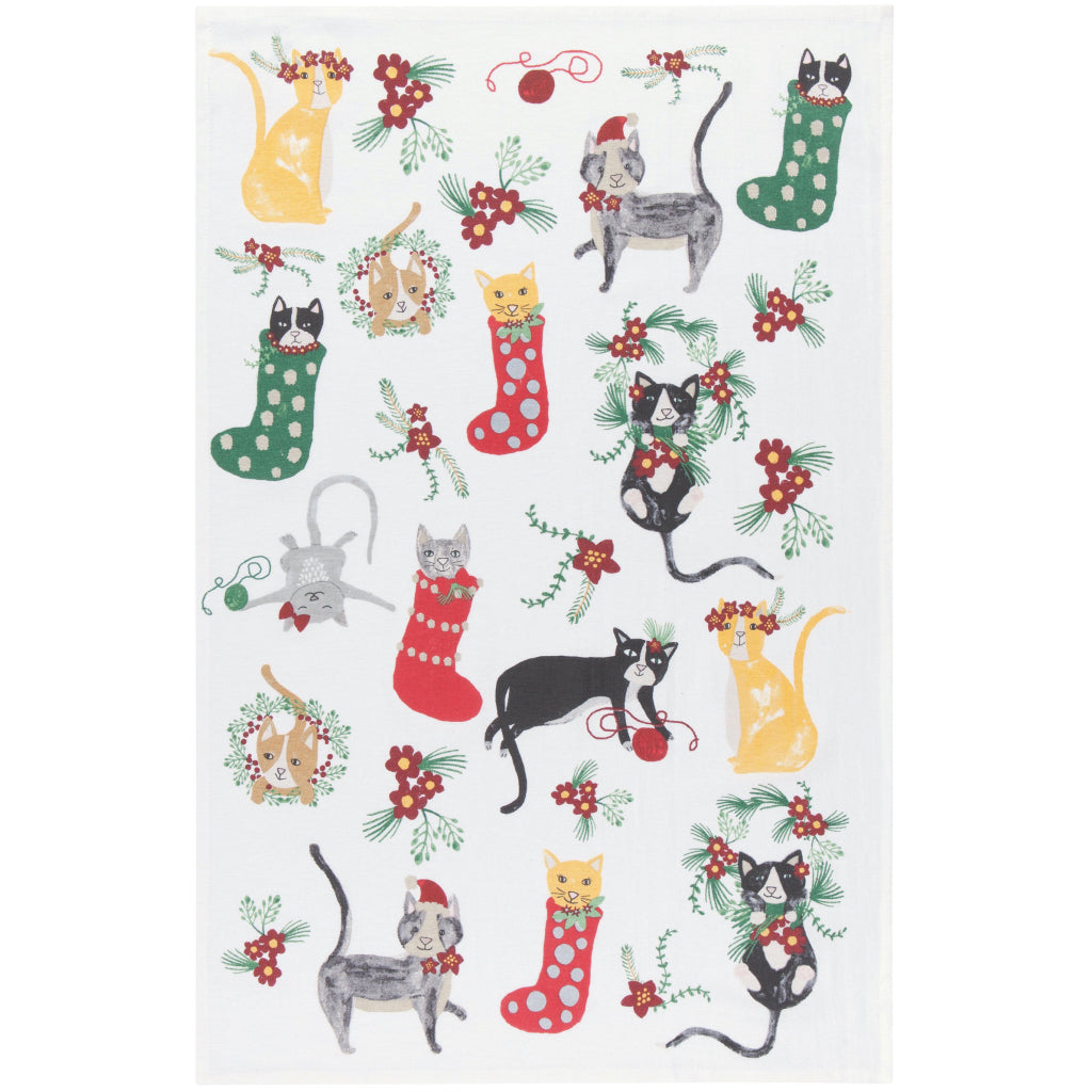 Kitty Christmas Tea Towel