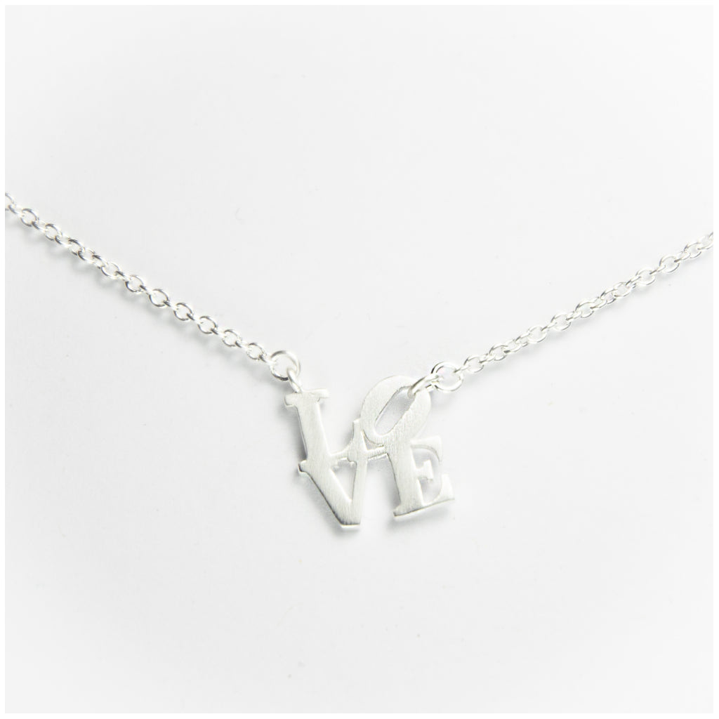 LOVE Necklace Brushed Sterling Silver