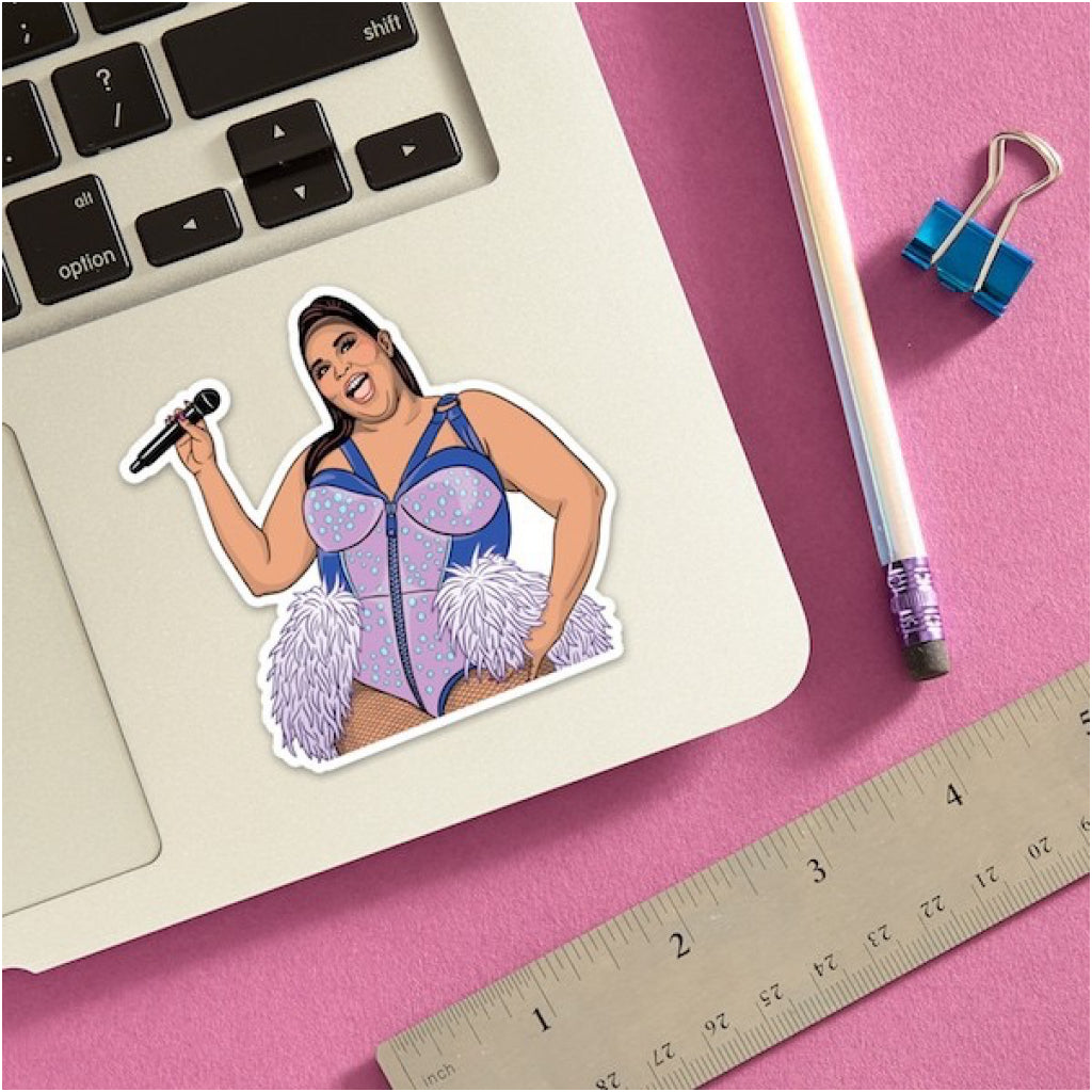 Lizzo With Microphone Sticker Lifestyle