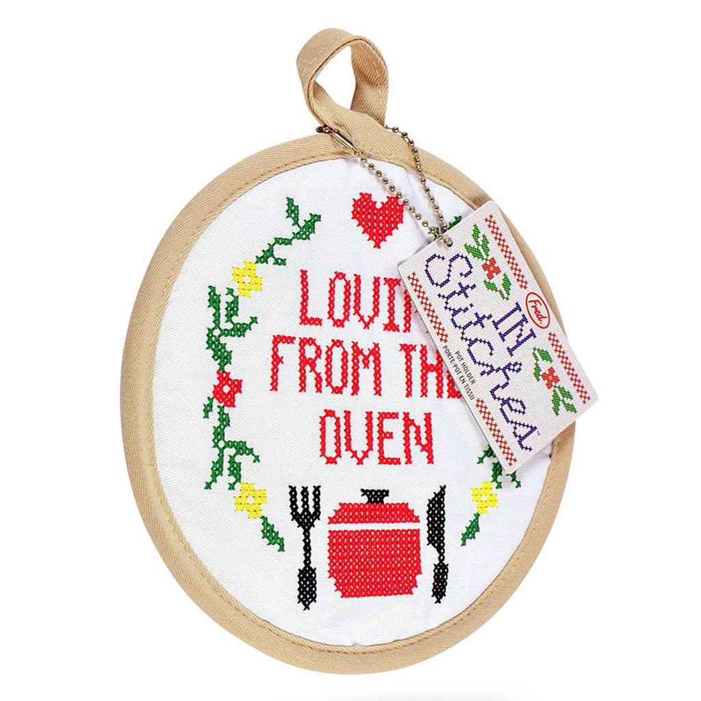 Lovin' From The Oven In Stitches Potholder Hang tag