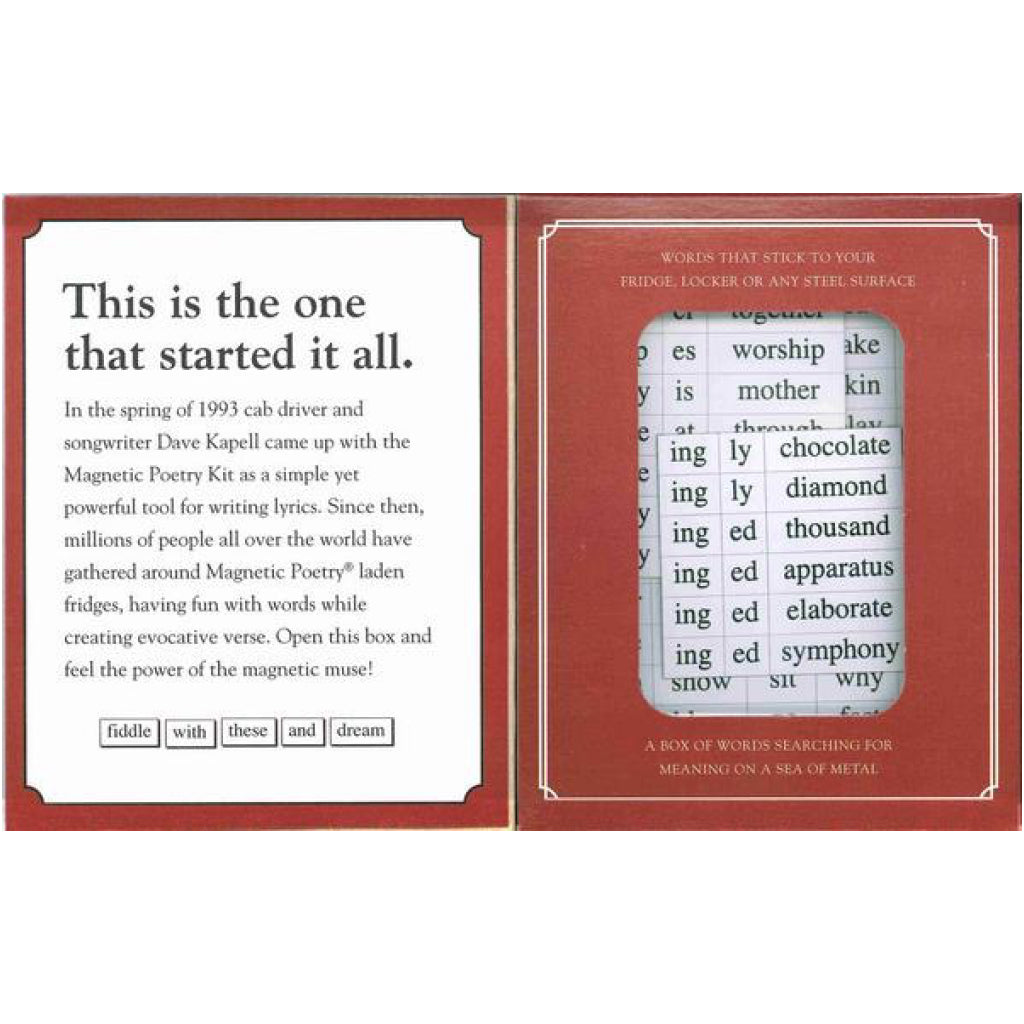 Magnetic Poetry Original Kit open