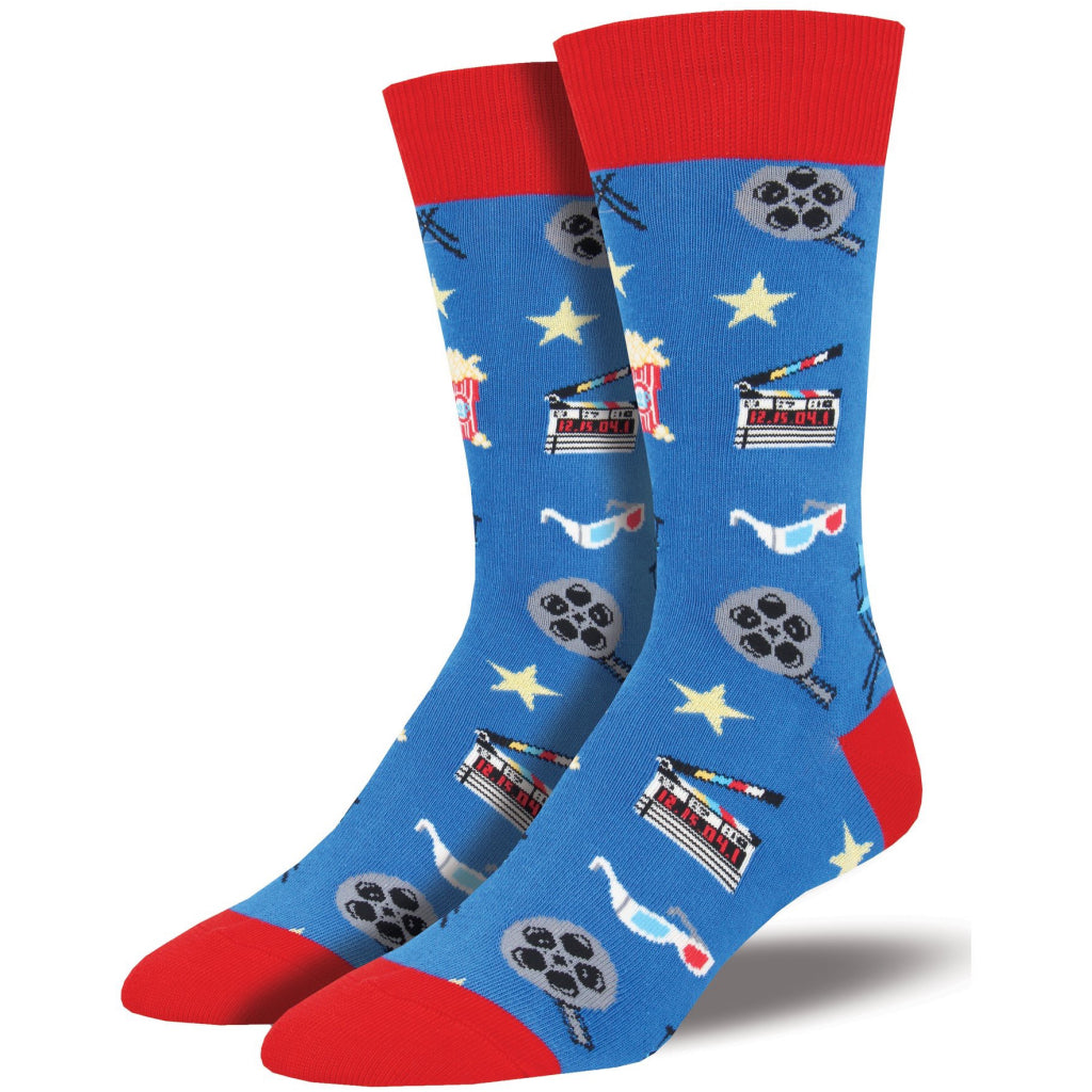Men's Movie Night Socks Blue