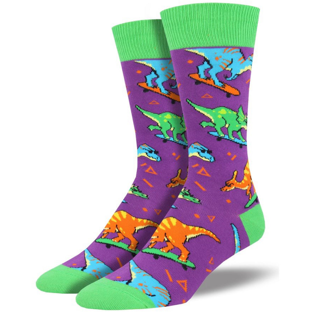 Men's Skate Or Dinosaur Socks Purple