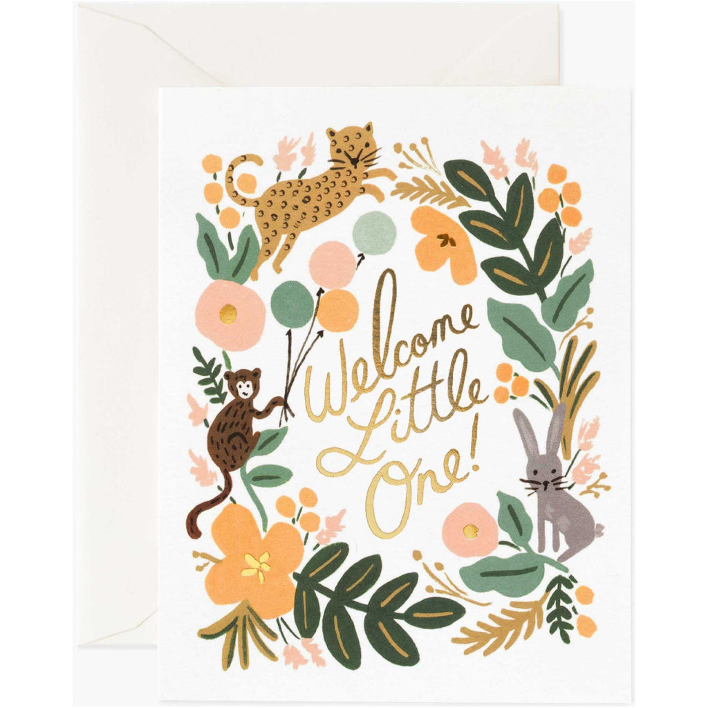 Menagerie Floral Wreath Baby Card