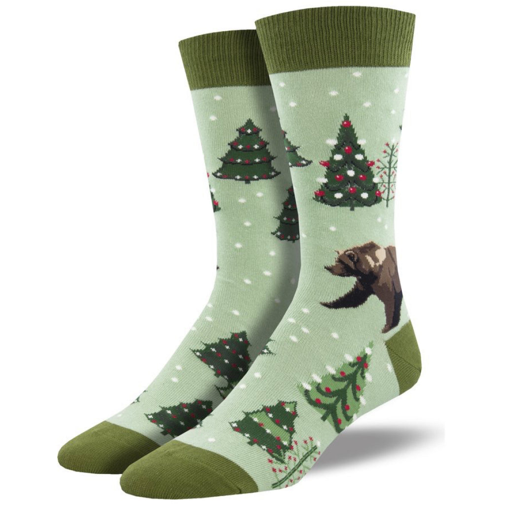 Men's Beary Christmas Socks Green