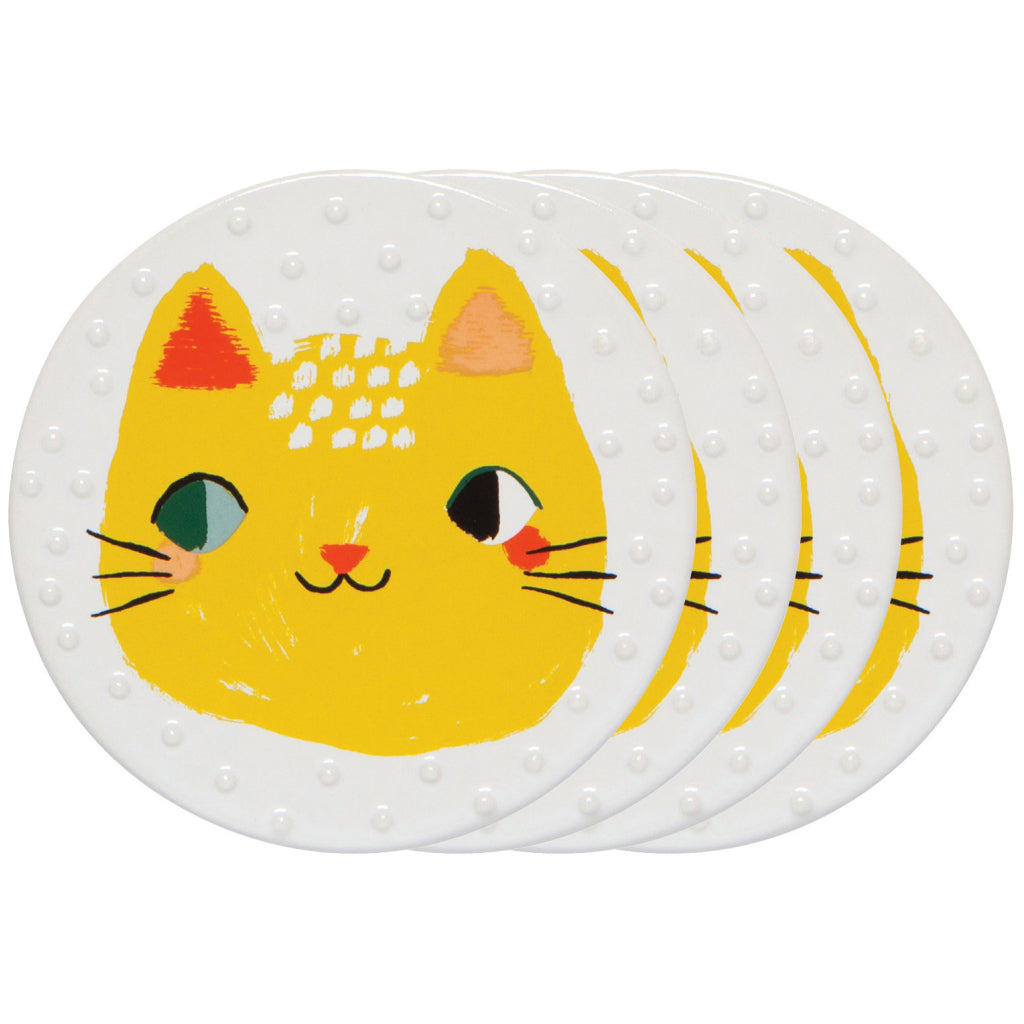 Meow Meow Coasters Ceramic Set of 4