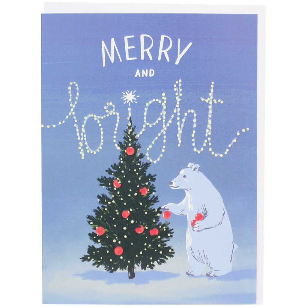 Merry And Bright Polar Bear Christmas Card