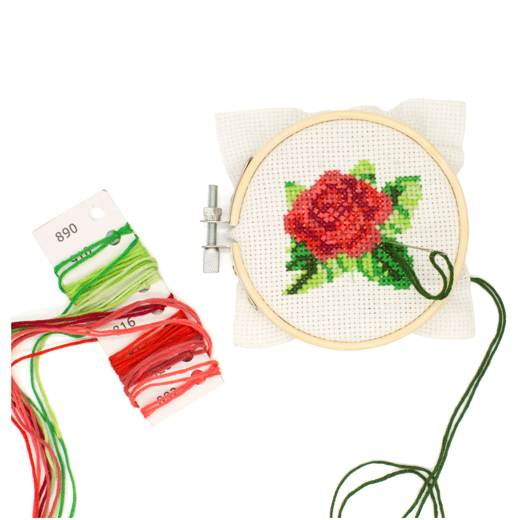Mini Cross Stitch Embroidery Kit - Rose Lifestyle