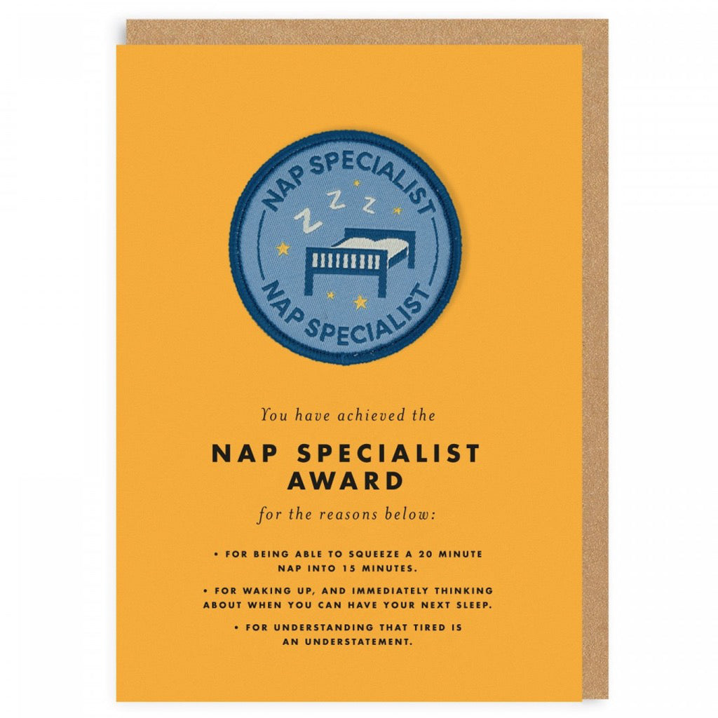 Nap Specialist Award Patch Card