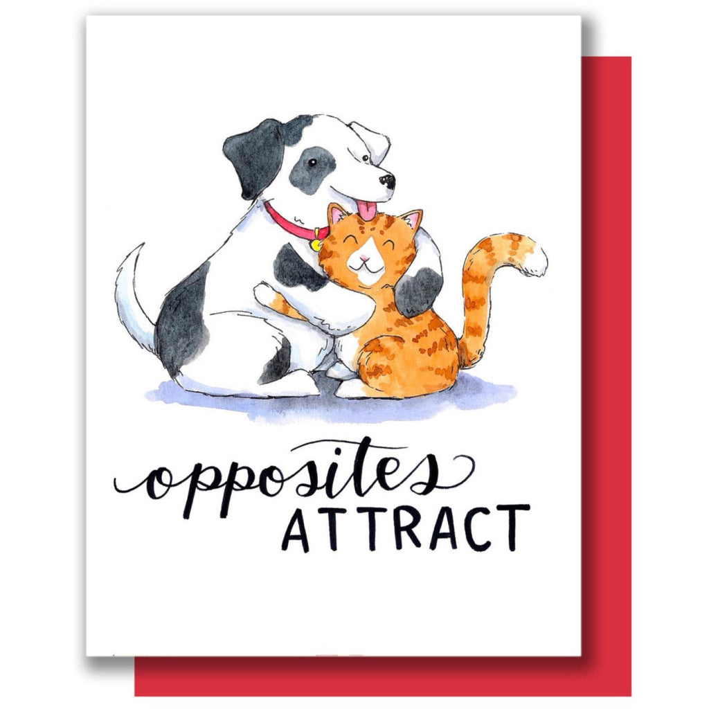 Opposites Attract Cat & Dog Card