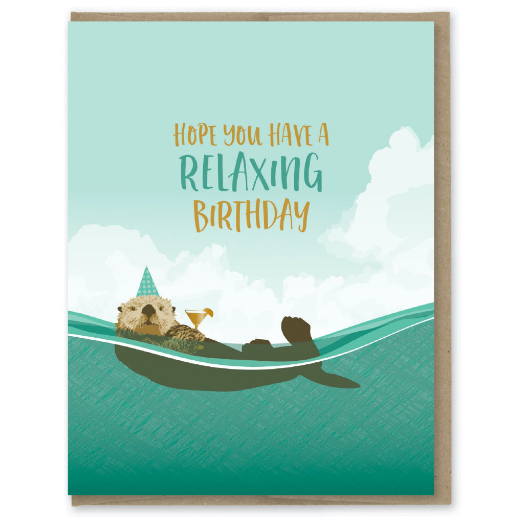 Otter Relaxing Birthday Card
