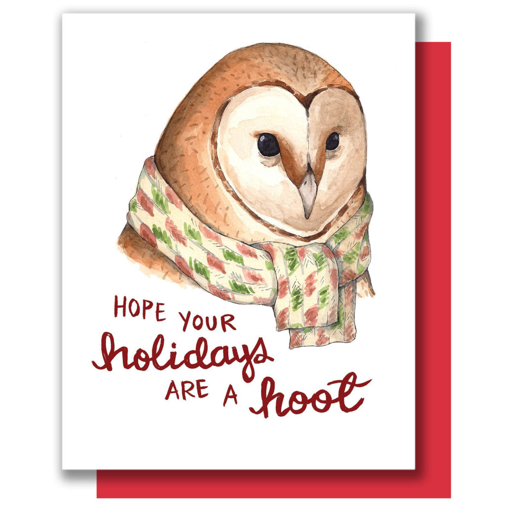 Owl With Scarf Christmas Card