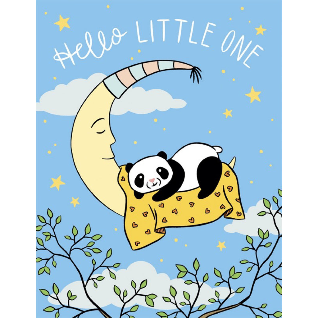Panda on Moon Baby Card