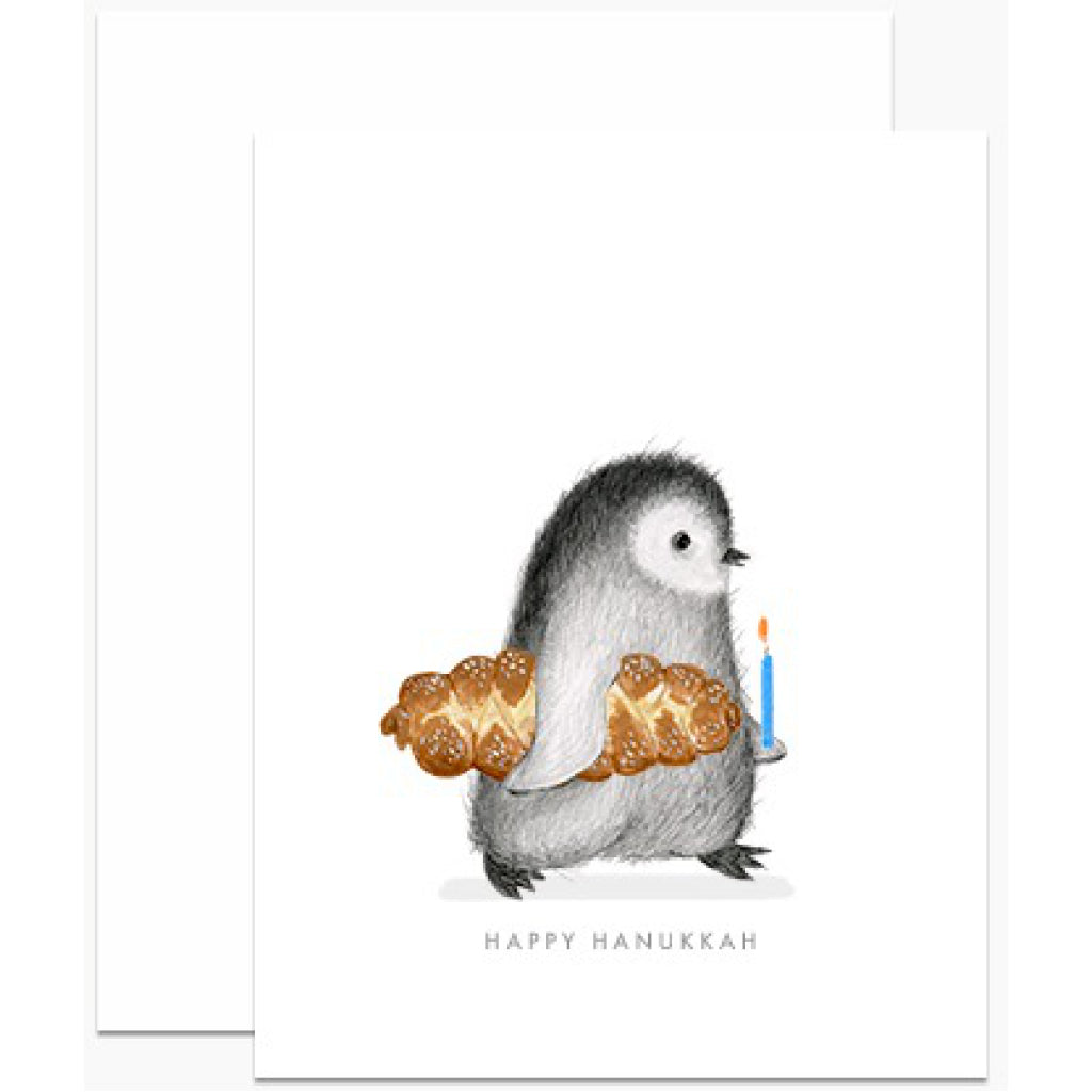 Penguin With Challah Bread Card