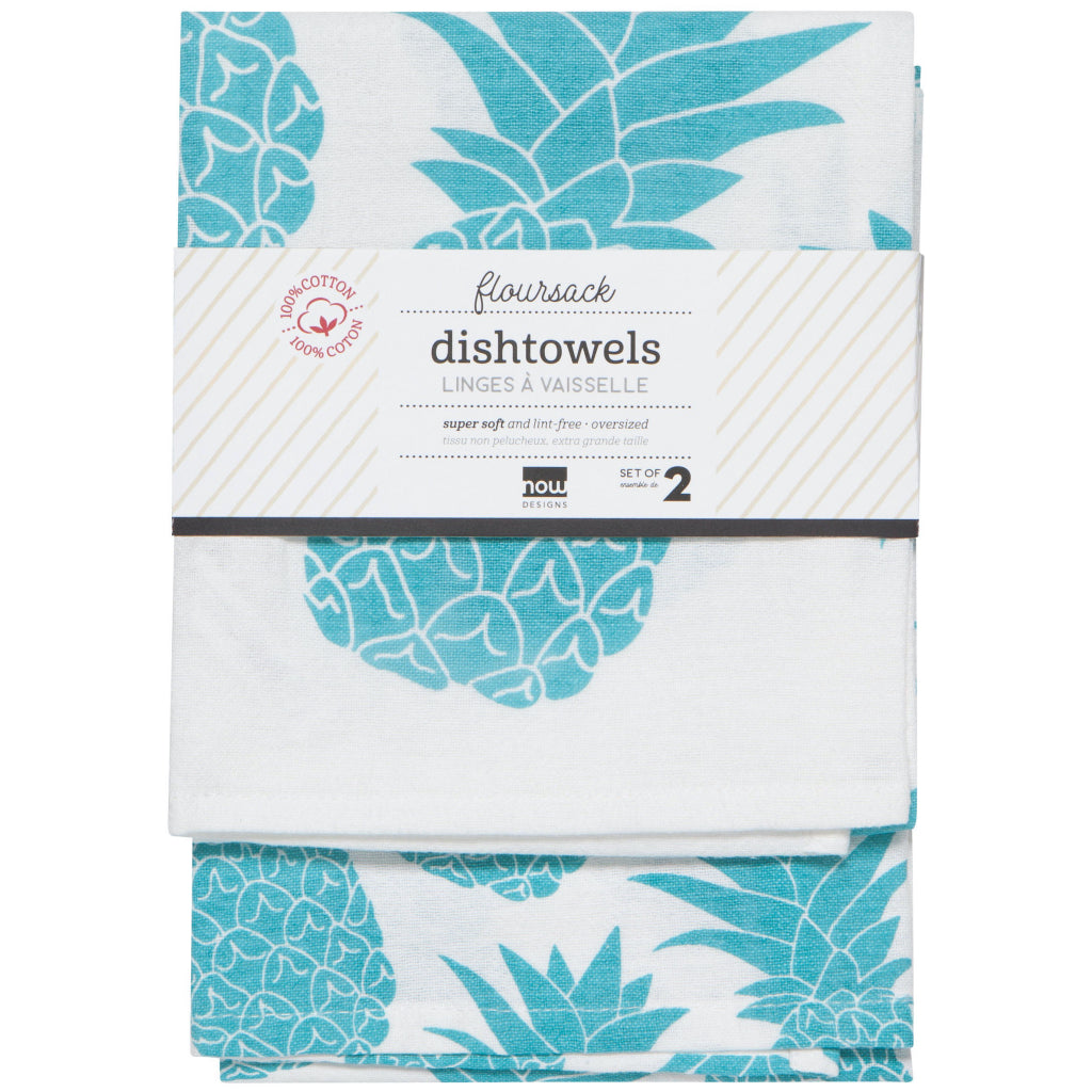 Pineapples Floursack Tea Towels Set Of 2 Packaging