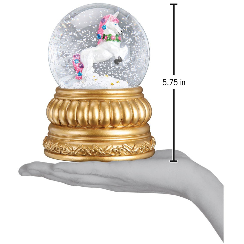 Size of Prancing Unicorn Snow Globe.