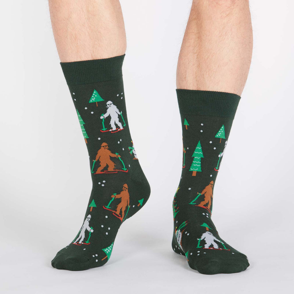 Front view of Ready, Yeti, Go! Men's Crew Socks.
