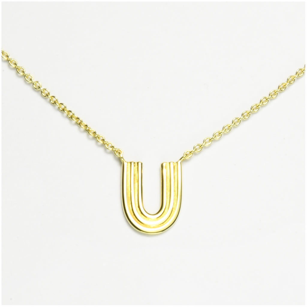 Ridged Arc Necklace 14K Gold Vermeil