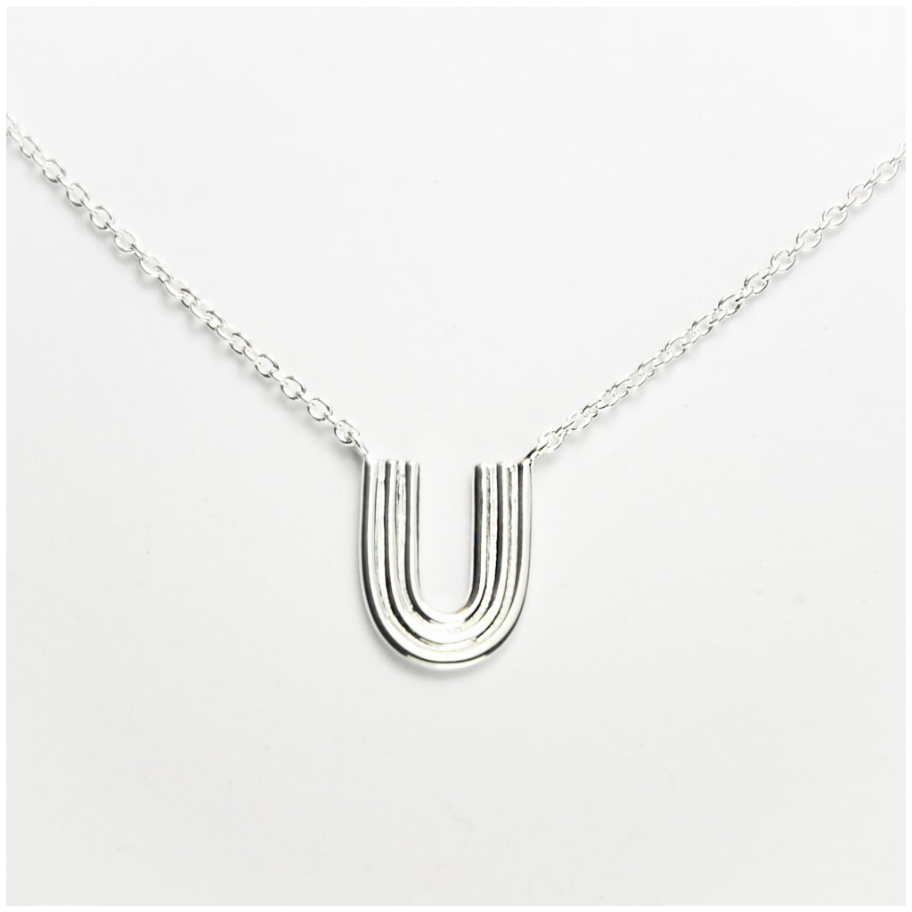 Ridged Arc Necklace Sterling Silver