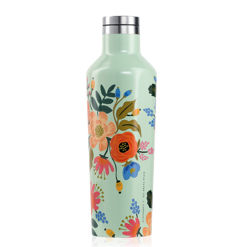 Rifle Paper Lively Floral Gloss Mint Canteen 16oz