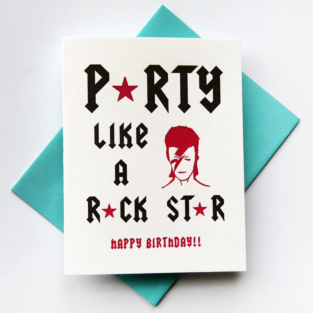 Rock Star Bowie Birthday Card