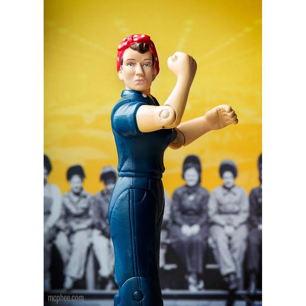 Lifestyle shot of Rosie the Riveter Action Figure.