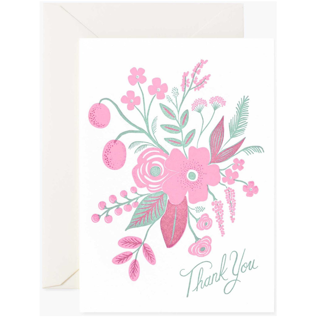 Rosy Thank You Card With Envelope