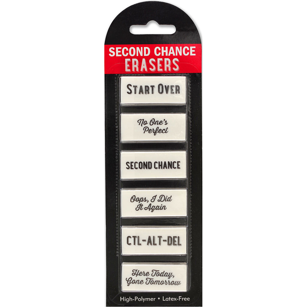 Packaging of Second Chance Erasers.