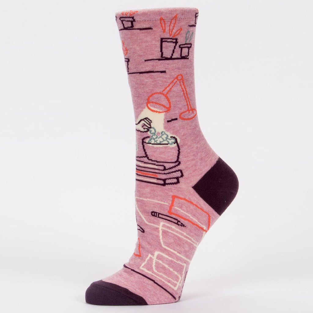 Side view of Go Away Introverting Crew Socks.