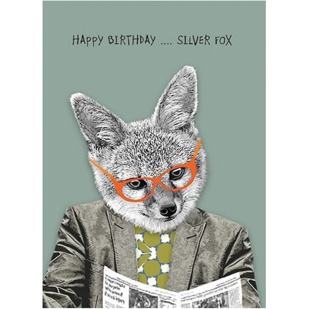 Silver Fox Birthday Card