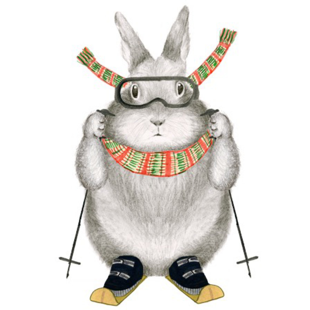 Ski Bunny Holiday Card Close up