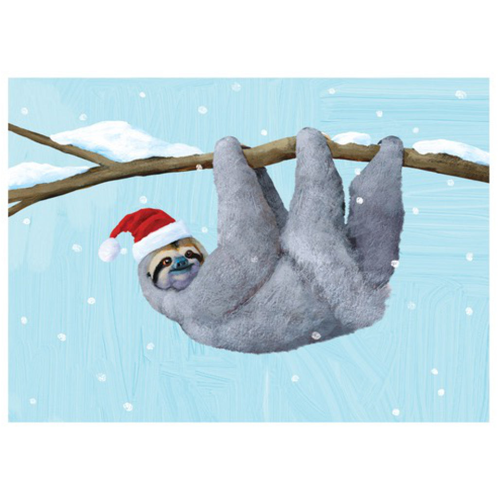 Sloth With Santa Hat Card