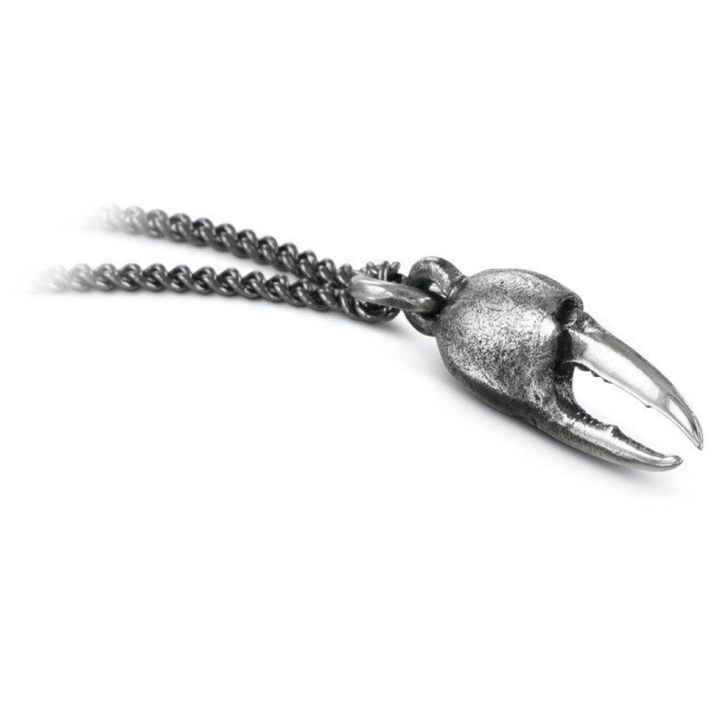 Small Crab Claw Necklace Silver Close up