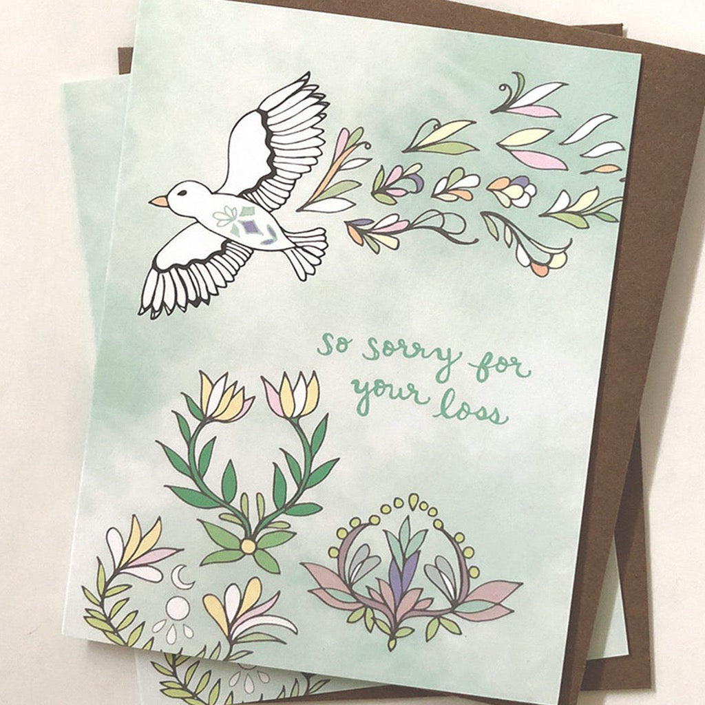Sorry For You Loss Bird & Flowers Card