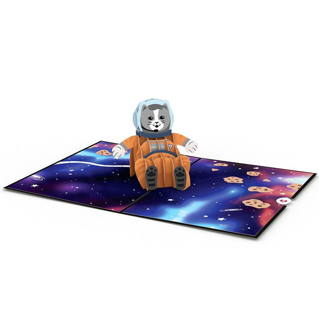 Space Cat 3D Pop Up Card Open