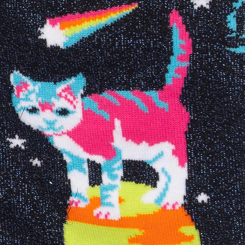 Space Cats Women's Crew Socks Close-Up