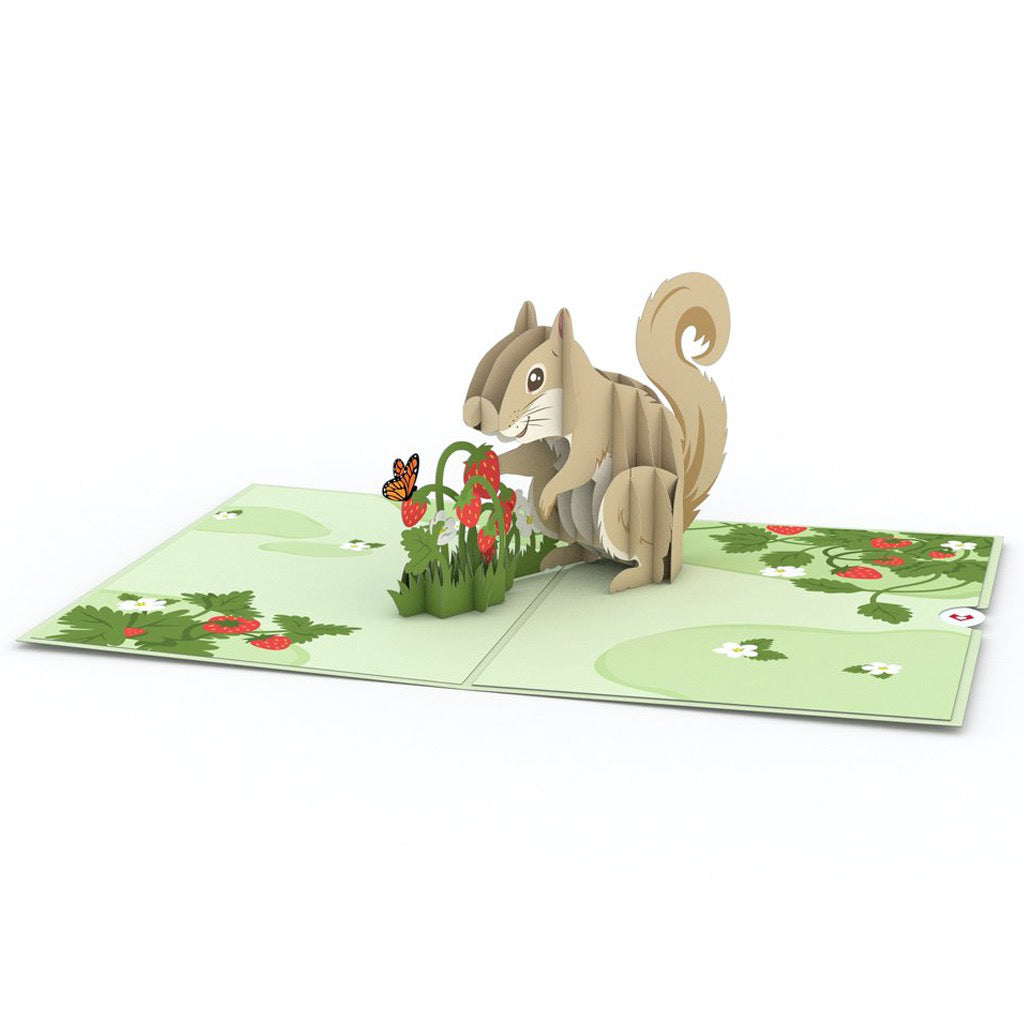 Squirrel 3D Pop Up Card Open