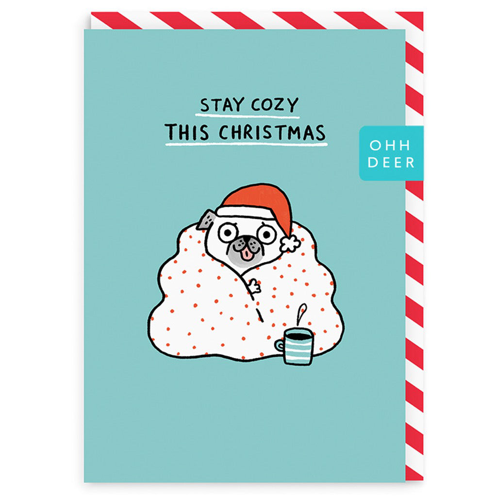 Stay Cosy Pug In Blanket Card