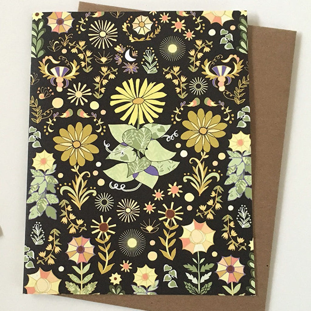 Sunflowers On Black Card