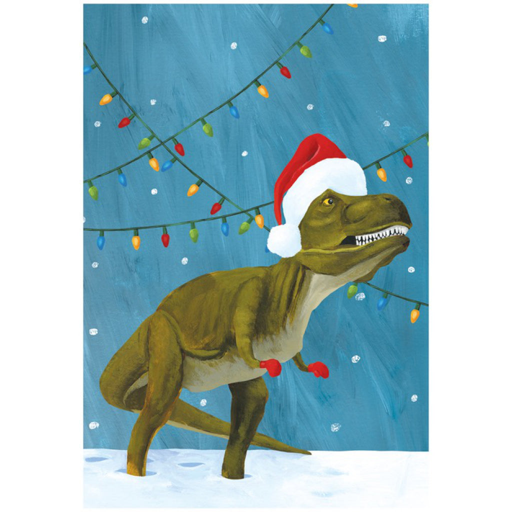 T-Rex In Santa Hat Card