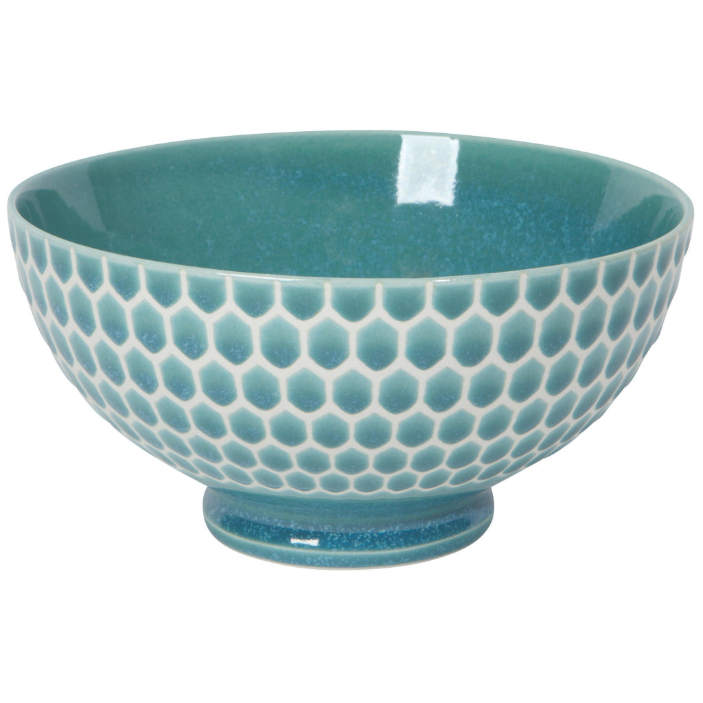 Teal Honeycomb Embossed Cereal Bowl