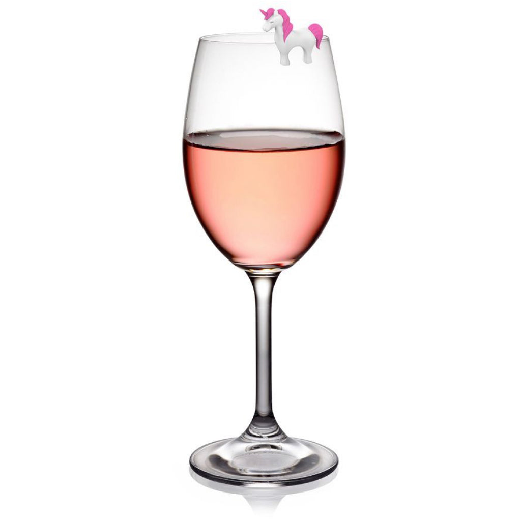 wine glass with unicorn on the rim