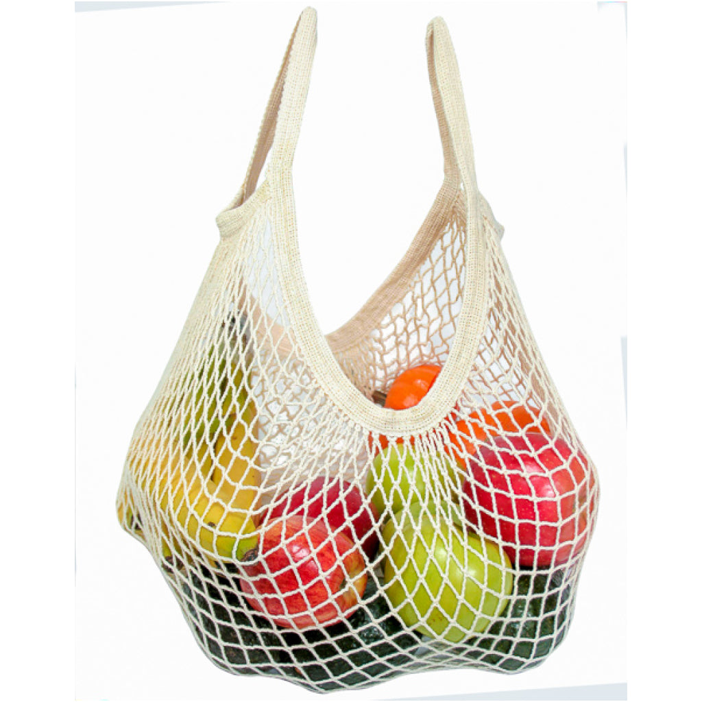 Tote Handle String Bag Natural filled with fruit