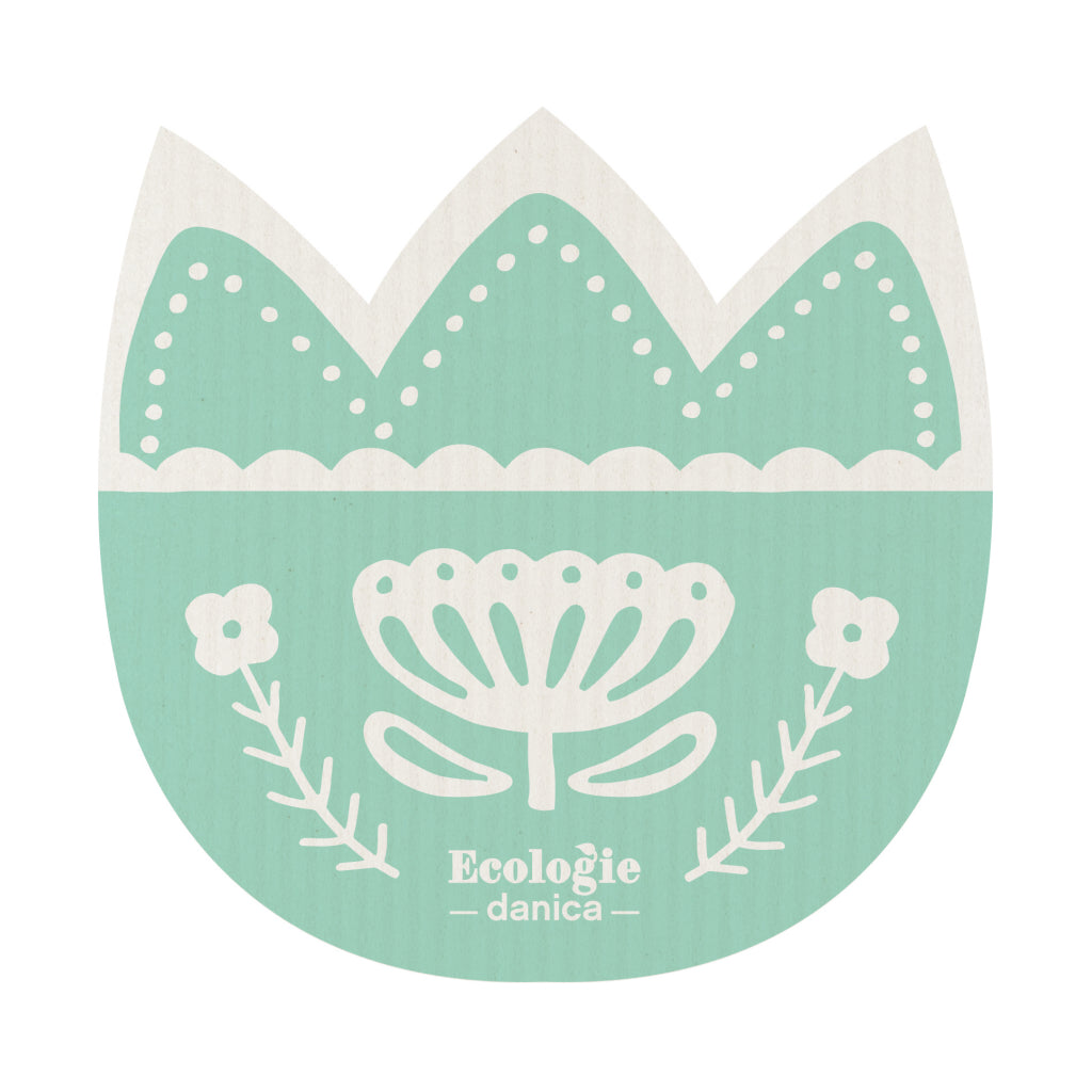 Tulips Set of 3 Swedish Sponge Cloths Aqua