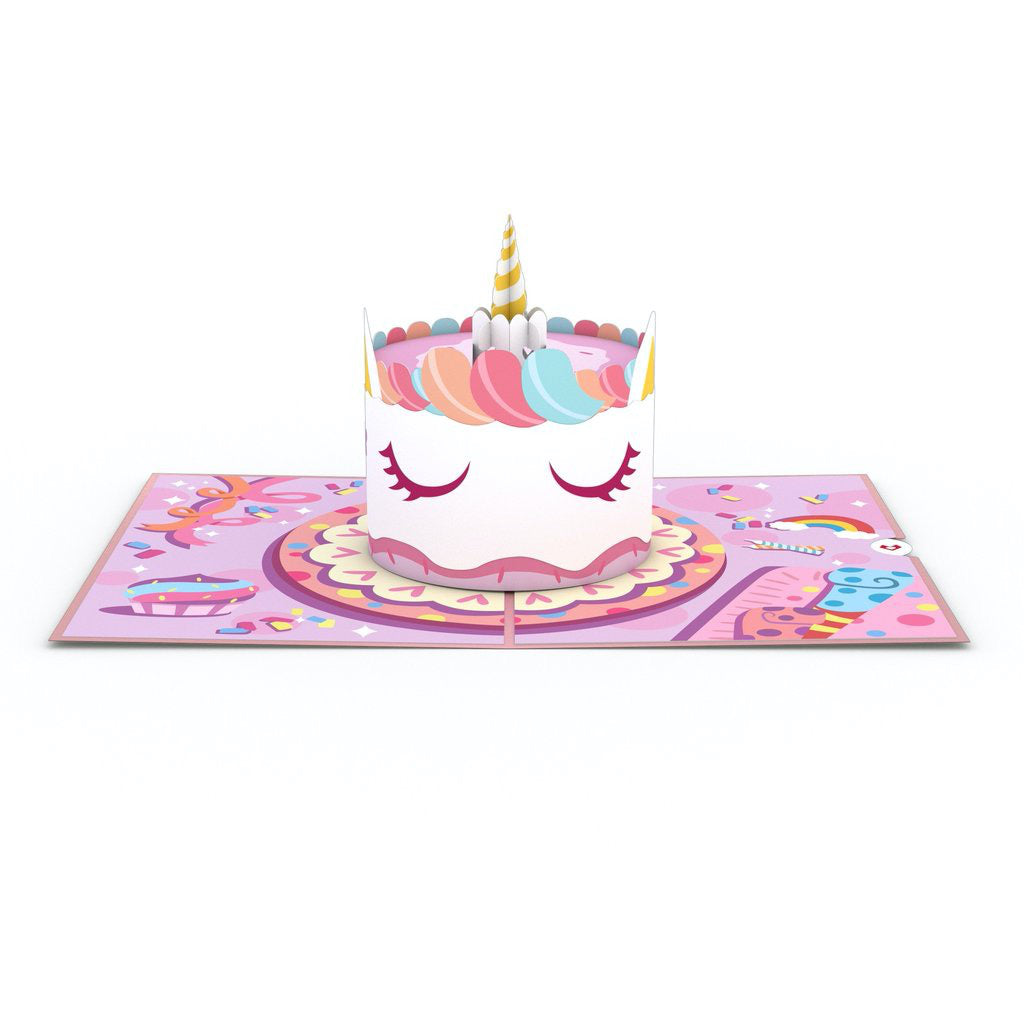 Unicorn Cake 3D Pop Up Card Full view