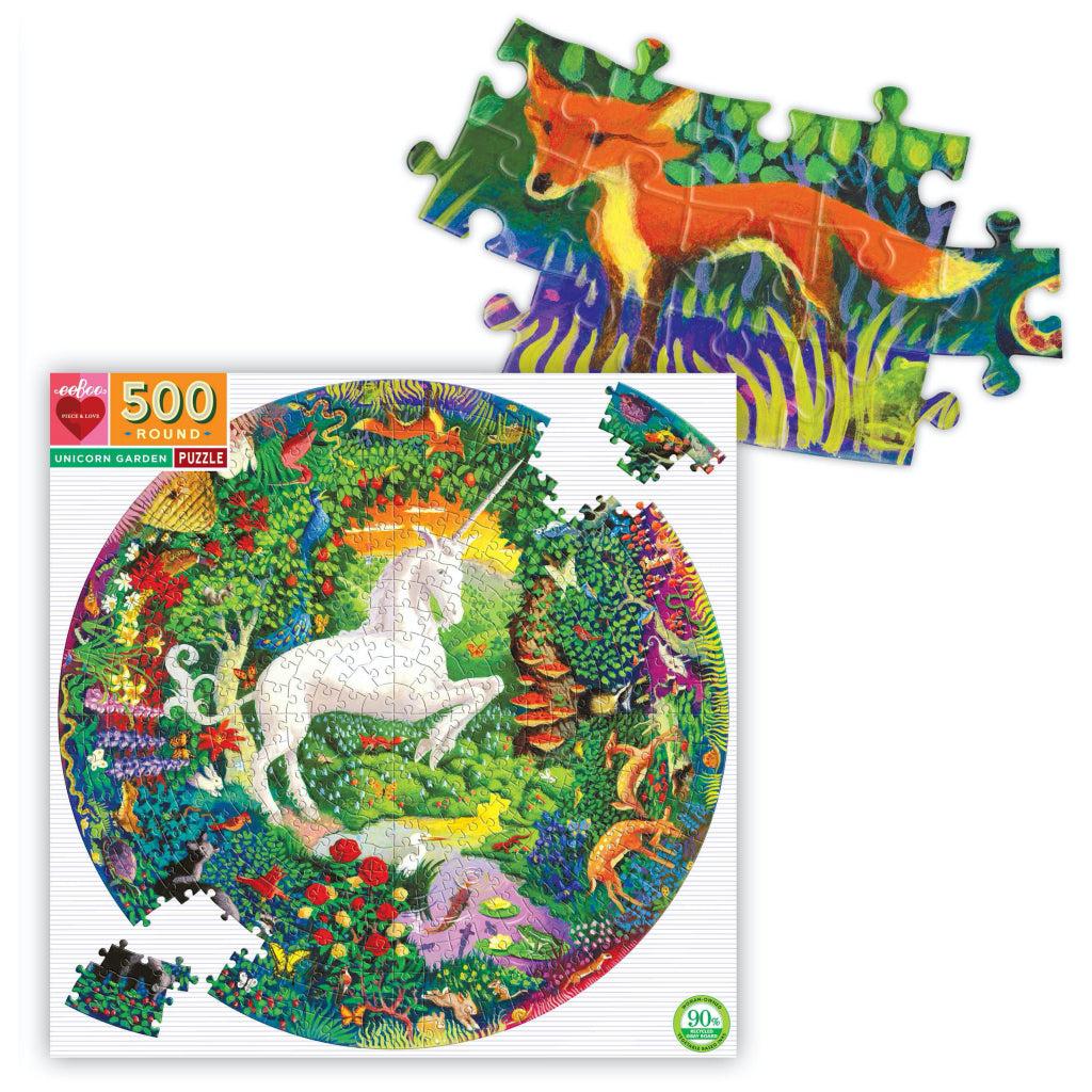 Unicorn Garden 500 Piece Round Puzzle Detail