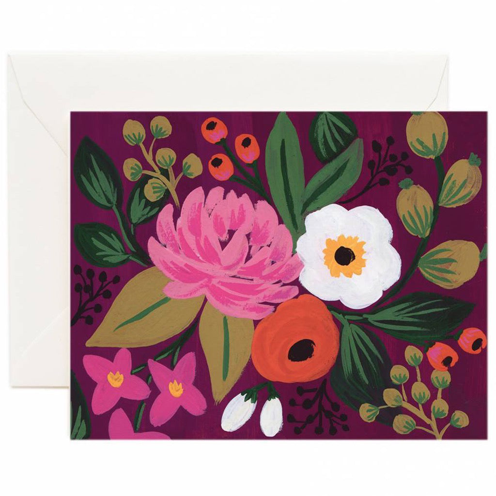 Vintage Blossom Burgundy Card