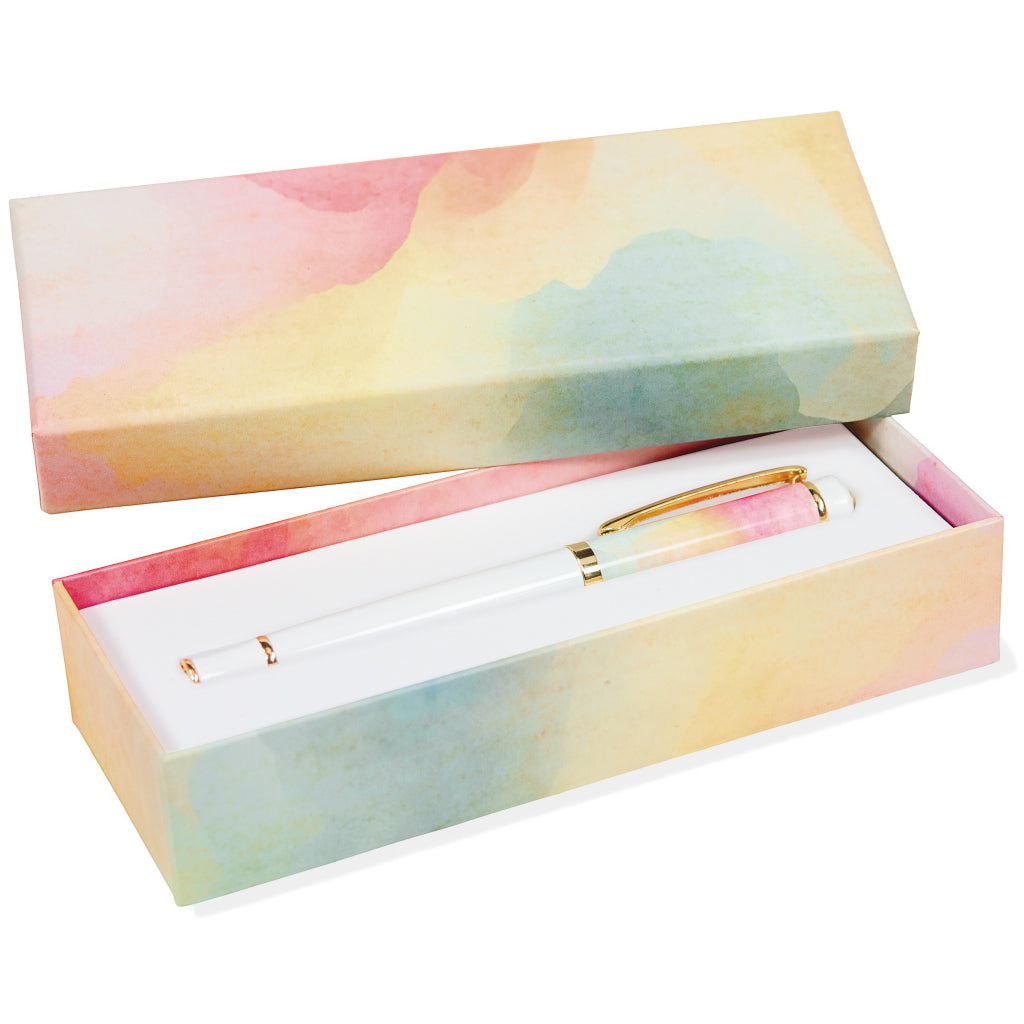 Packaging of Watercolour Sunset Roller Ball Pen.
